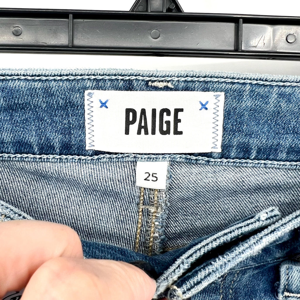 PAIGE Womens Cindy Crop Jeans Size 25 US 0 Blue Say Anything Exposed Button NWOT