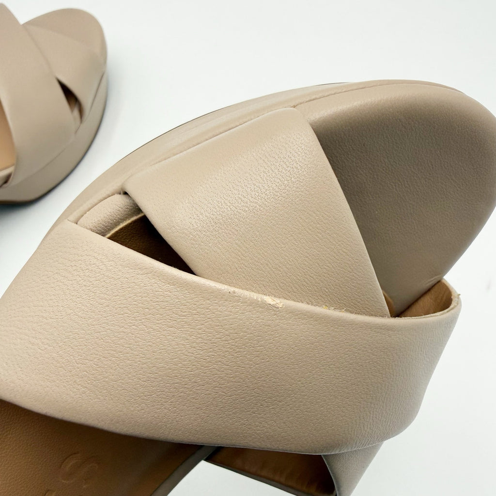 Aerosoles Womens Cosmos Platform Sandals Size 8.5 M Beige NWOB
