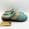 Spenco Womens Aria Slip-On Shoes US 6.5 Wide EU 37 Teal Blue Tan NIB
