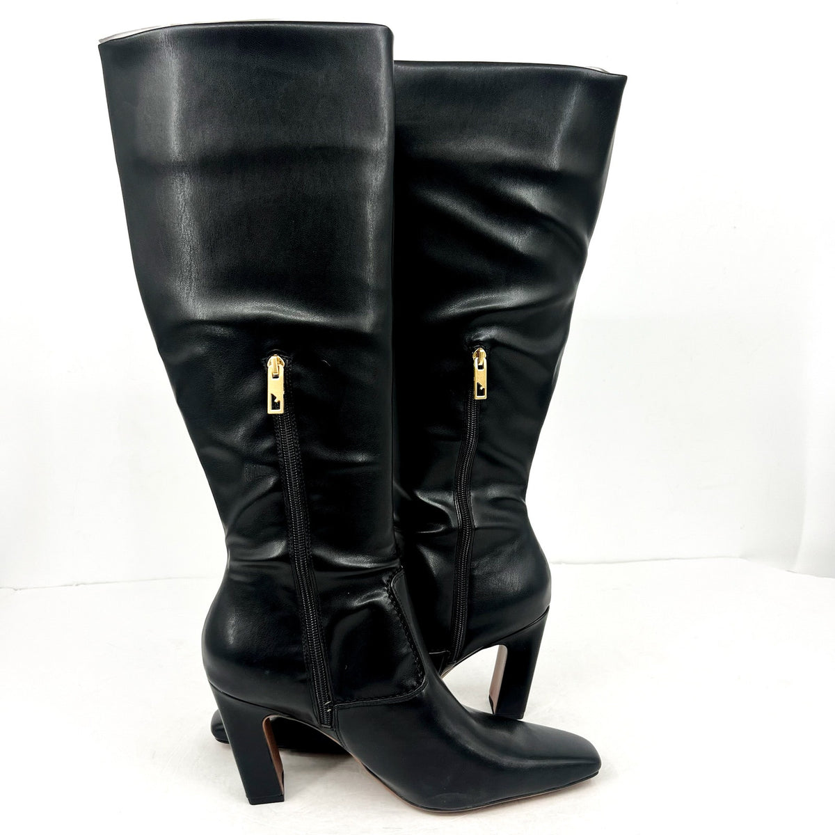 Franco Sarto Womens Bowman Knee High Boots Size 9M Black Faux Leather NWOB