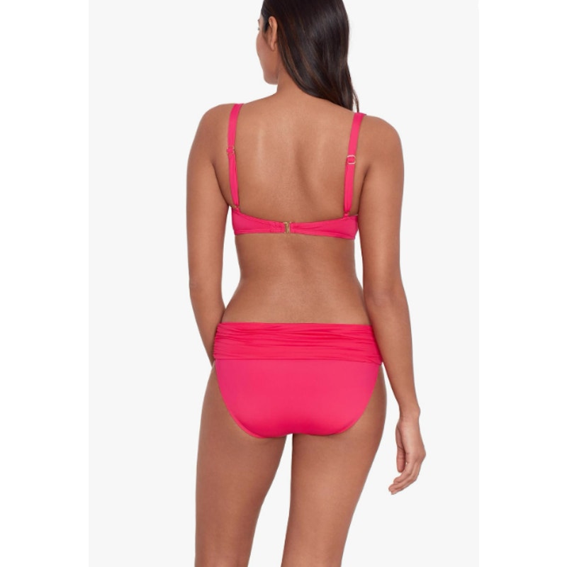 LAUREN RALPH LAUREN Ruffle Bikini Top US 12 Pink Underwire Beach Club Solids NWT