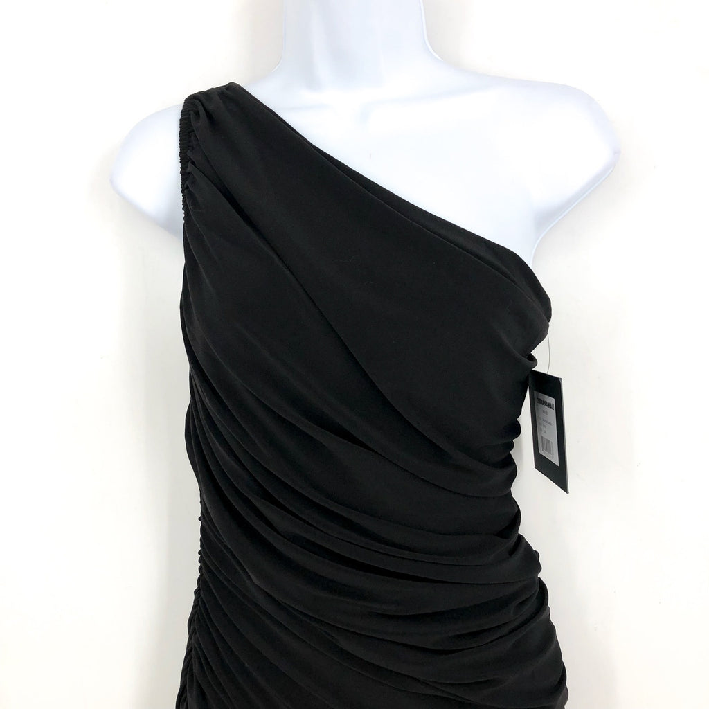 NORMA KAMALI Women's Diana One Shoulder Mini Dress Small/36 Black Ruched NWT