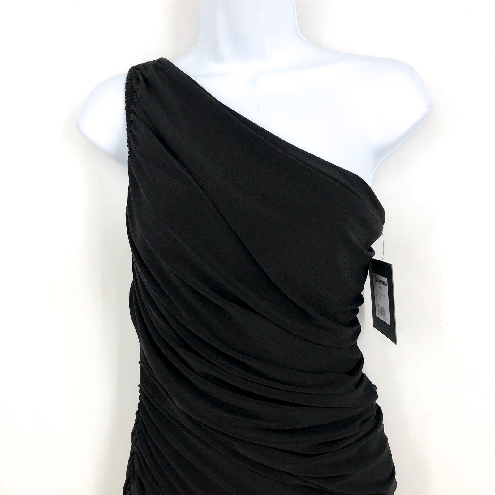 NORMA KAMALI Women's Diana One Shoulder Mini Dress Small/36 Black Ruched NWT