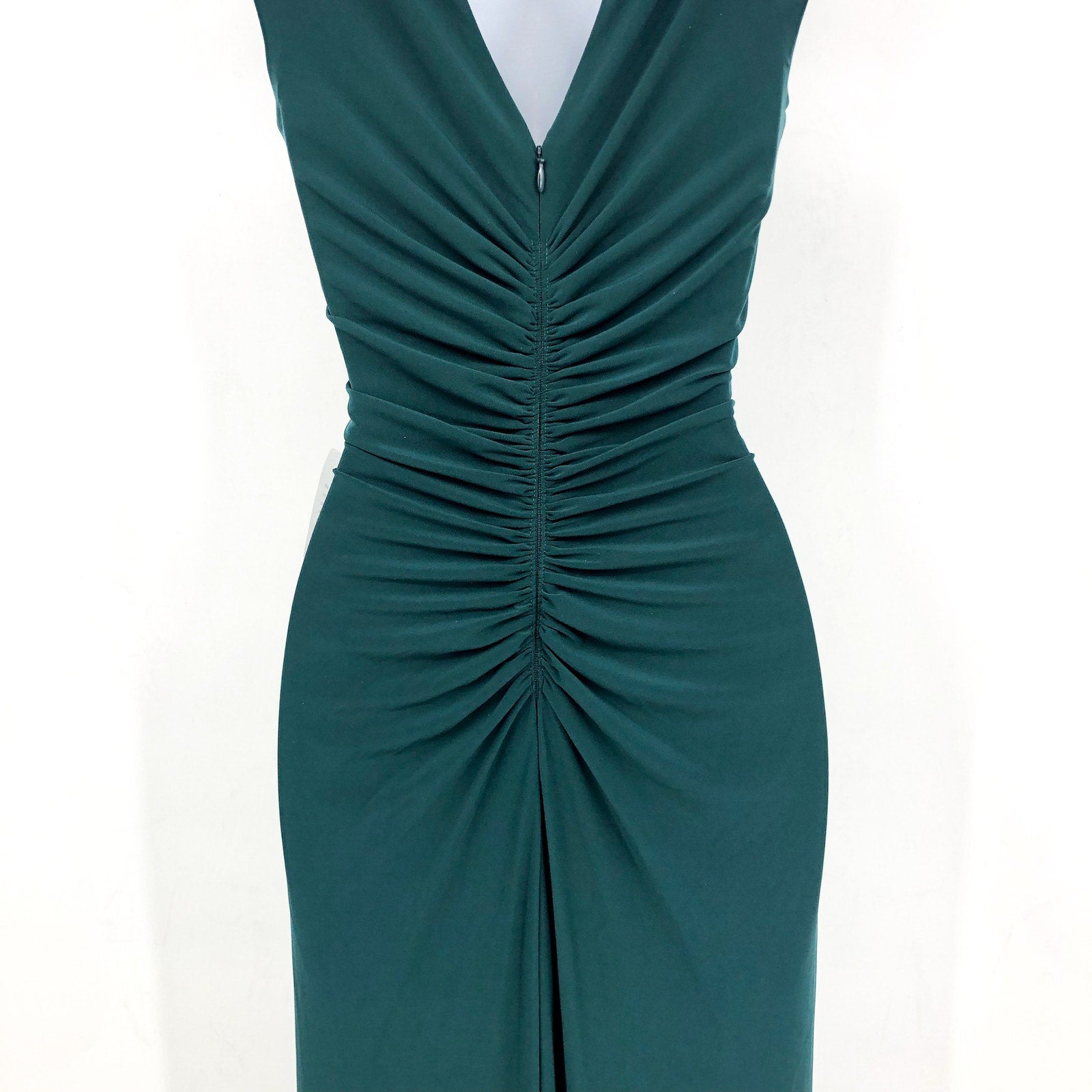 XSCAPE Women's Ruffle Front Gown Dress Size 4 Pine Green Long Dress NWT
