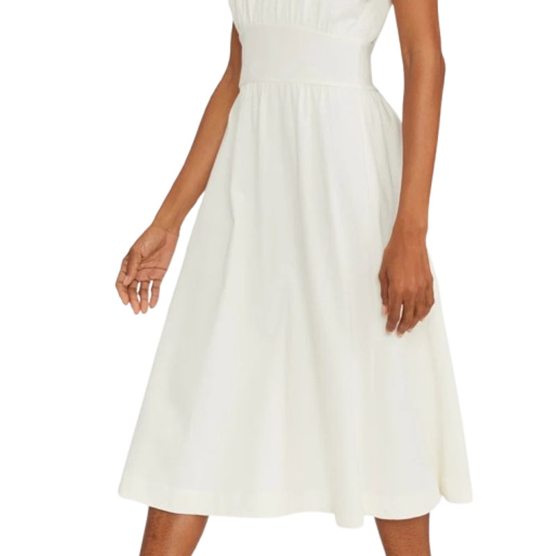EVERLANE Women's The Organic Cotton Waisted Dress XS White Short Sleeve NWT