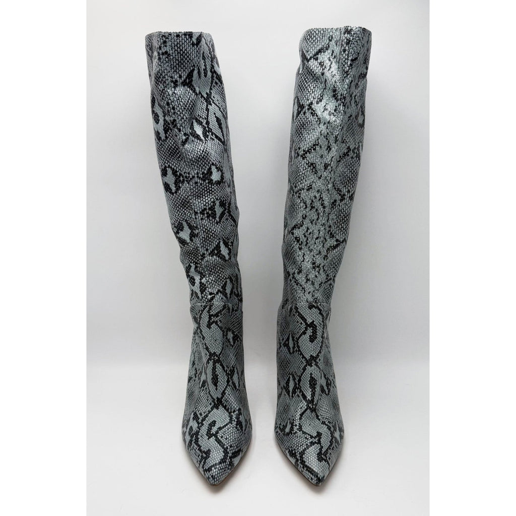 Steve Madden Womens Kinga Heeled Knee High Boots Size 10 EU 40 Blue Snake NWOB