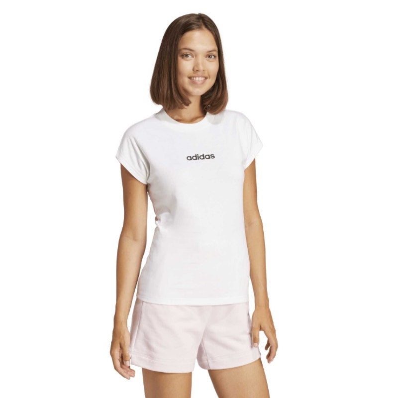 ADIDAS Women's Essentials Linear Single Tee Medium White Short Sleeve Logo NWT