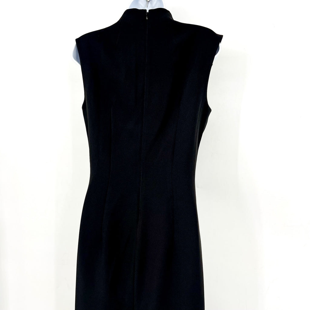 HALSTON Women's Jacklyn Dress In Crepe & Satin Size 2 Black Sleeveless NWT