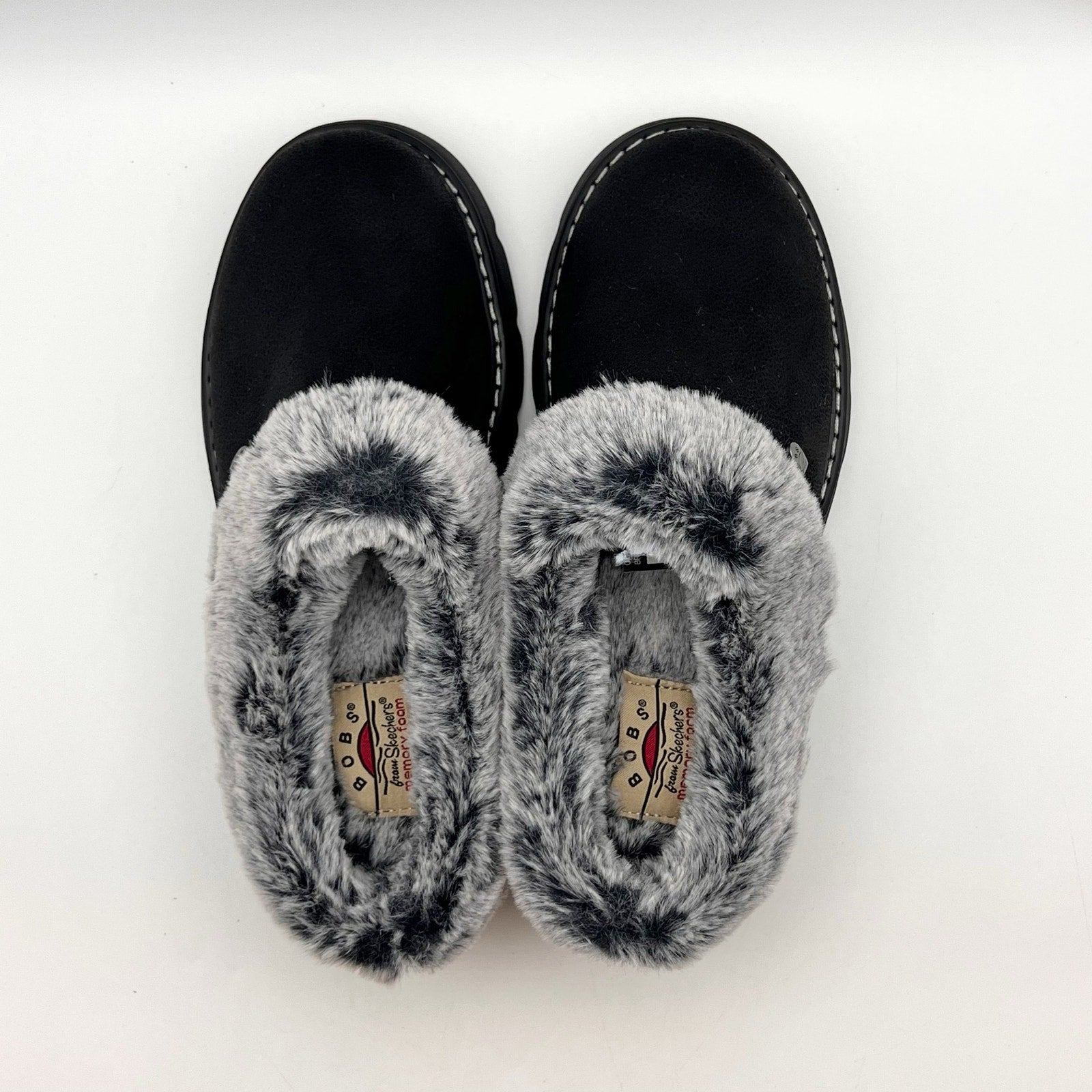 Bobs Skechers Womens Keepsakes Lite Slippers Size 5 EU 35 Black Vegan Suede NWOB