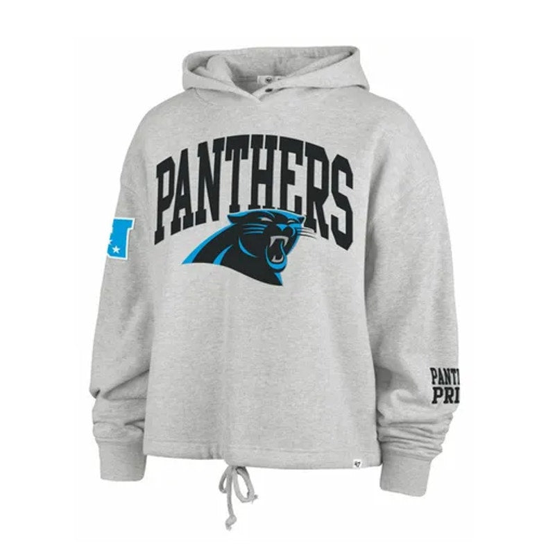 47 BRAND Womens Carolina Panthers High Hopes Hoodie Large Grey Sweatshirt NWT