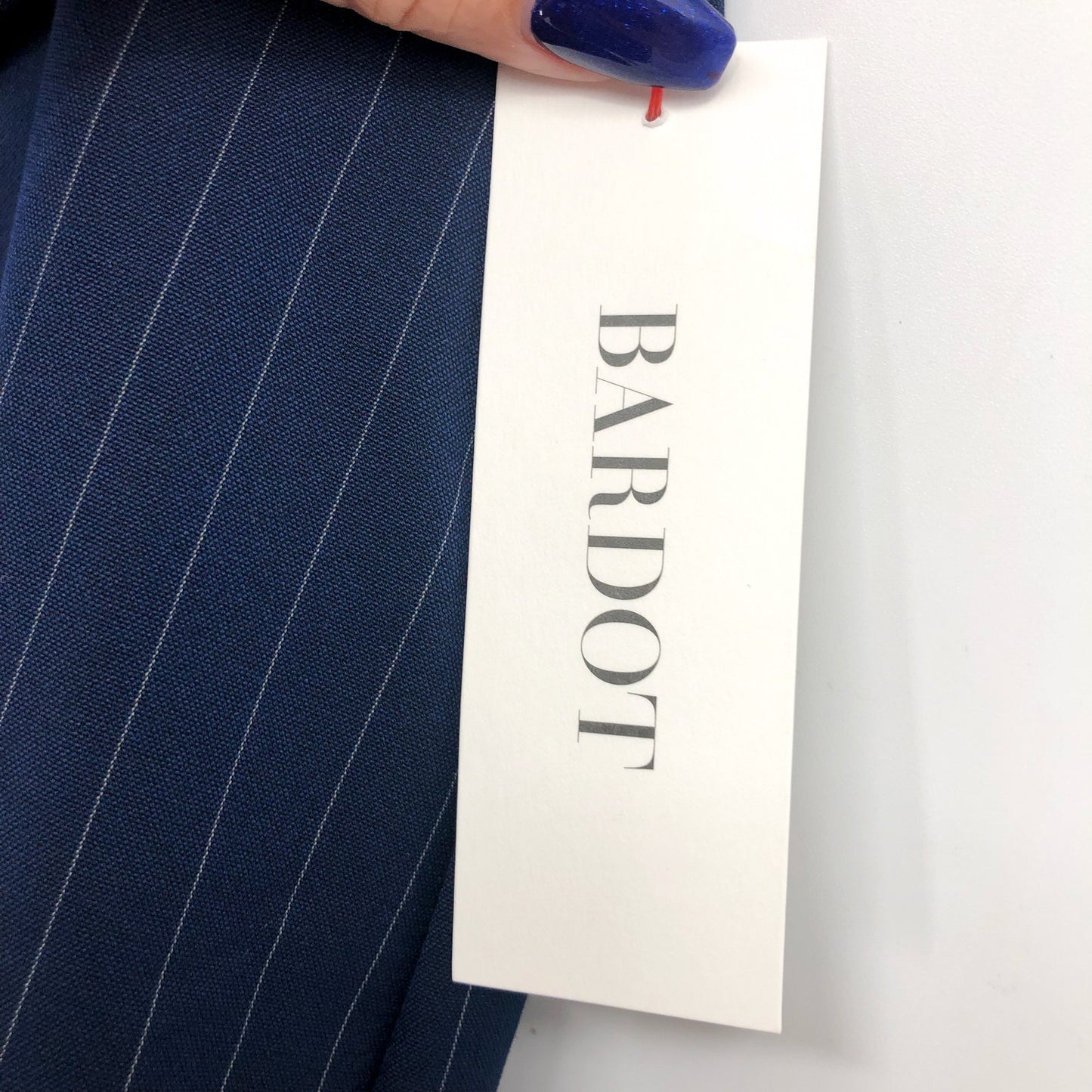 BARDOT Women's Layton Pin Stripe Mini Skirt Navy Blue Large US 8