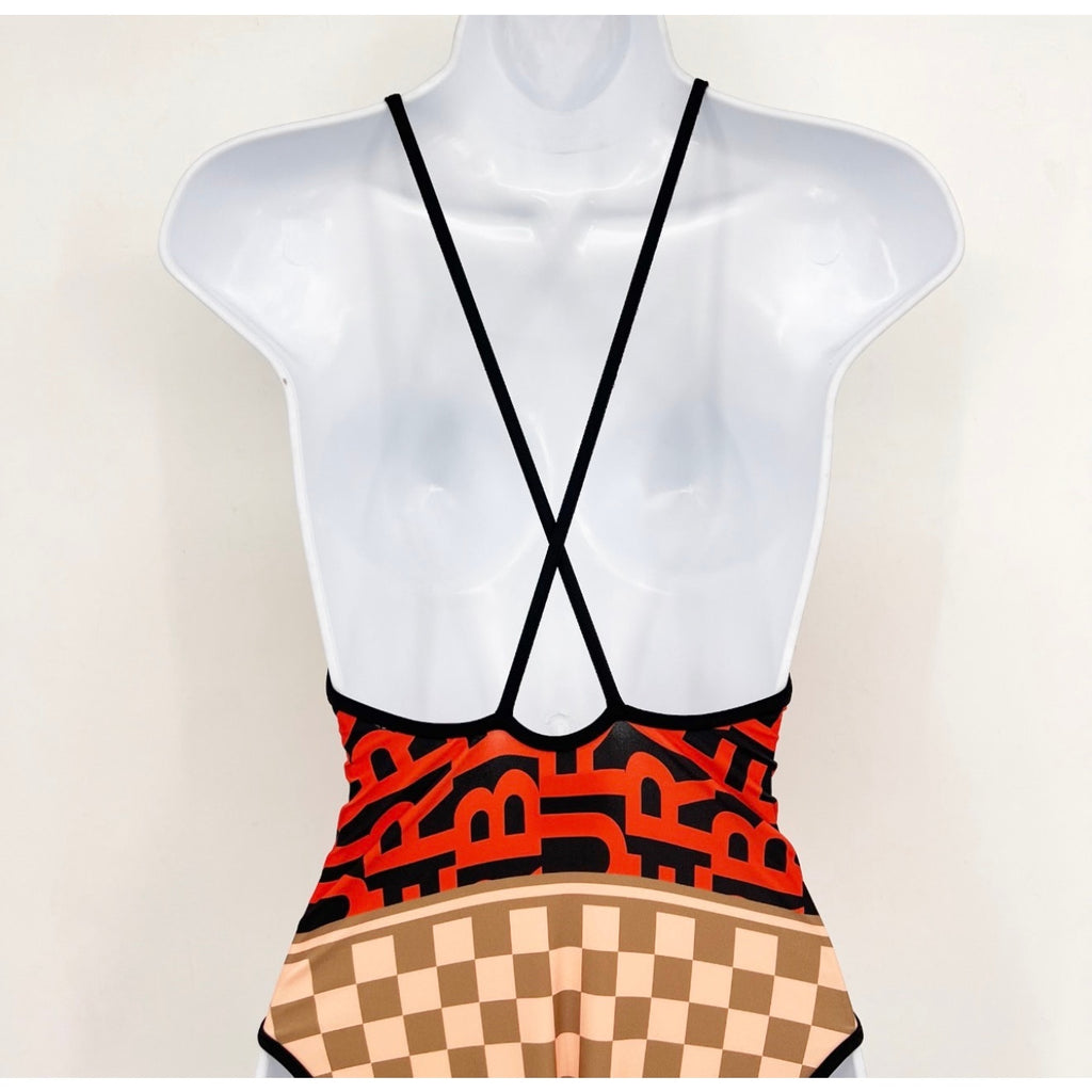 BURBERRY Girl's Sandie Logo One Piece Swimsuit Size 12 Youth Vermillion Red NWT