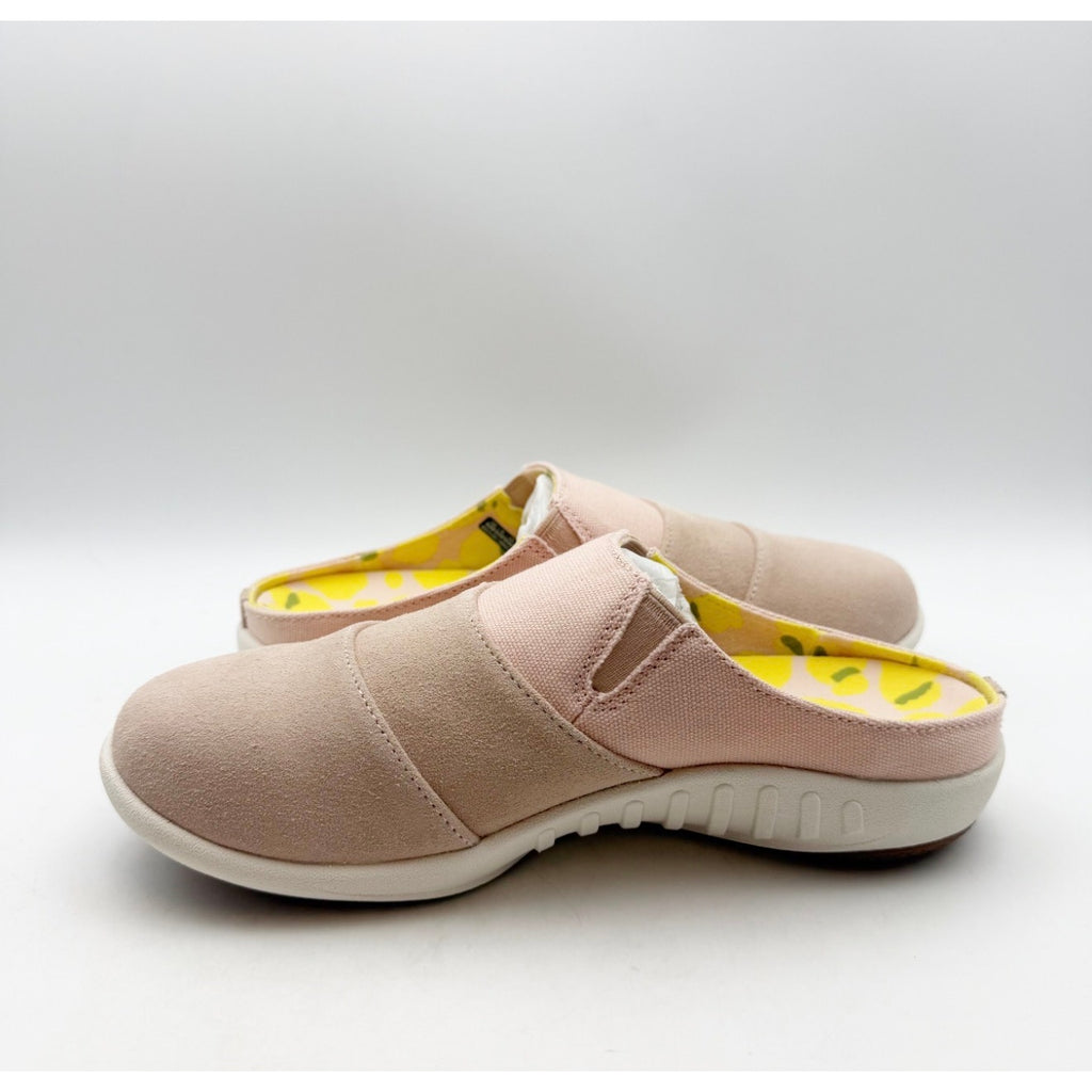 SPENCO Womens Siesta Bokeh Layered Clogs 5.5 WIDE Blush Pink Suede Lemons NIB