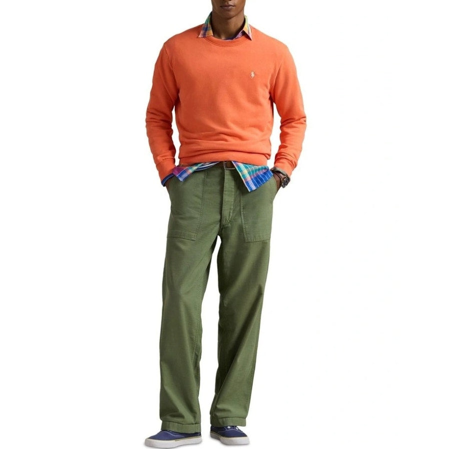 POLO RALPH LAUREN Men's Loopback Fleece Sweatshirt Small Orange Crewneck NWT