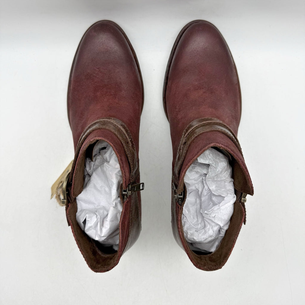 Born Womens Kati Ankle Booties US 8.5 M Burgundy Red Brown Leather NWOB