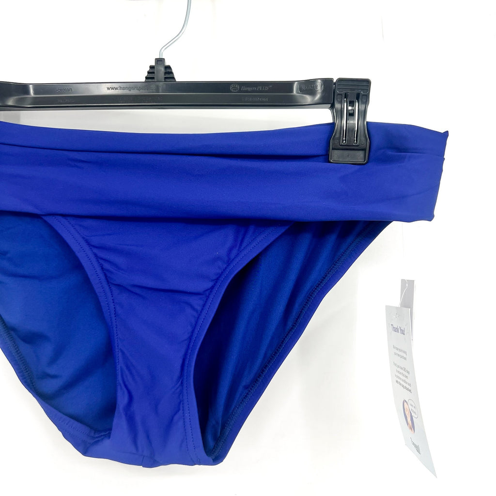 SUNSETS Women's Unforgettable Brief Bikini Bottom Large Indigo Blue Shirred NWT