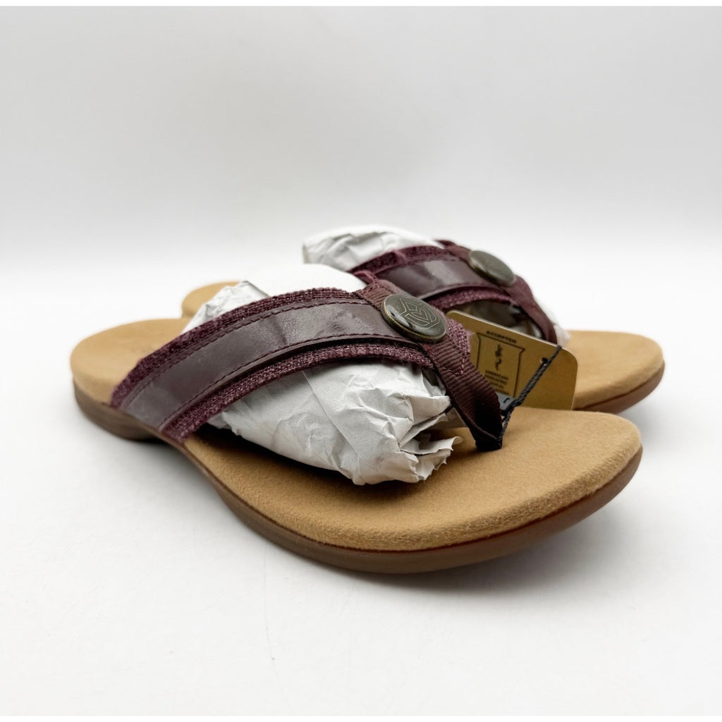 Spenco Women's Sutton Flip Classic Size 5.5 WIDE Red Wine Sassafras NIB