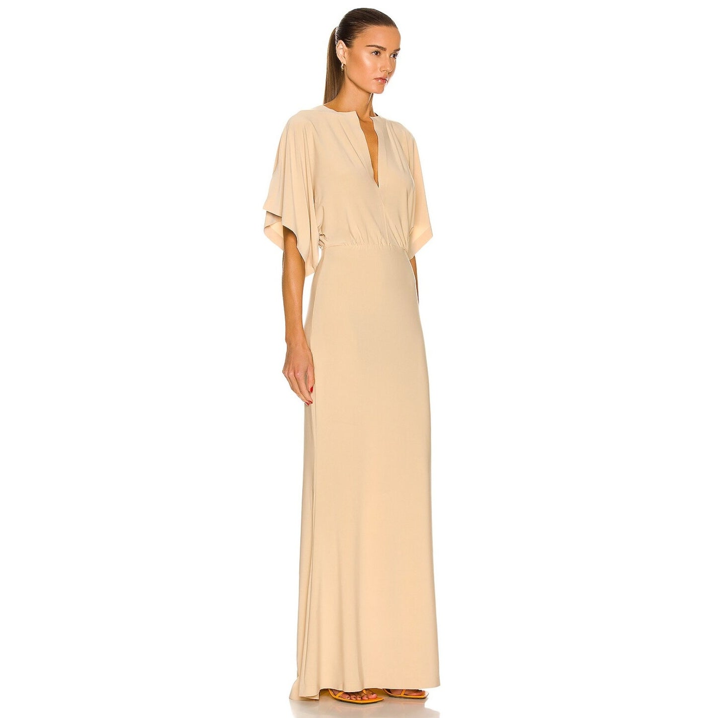 NORMA KAMALI Women's Obie Maxi Dress Large 40 Gold Blonde Stretch-jersey NWT