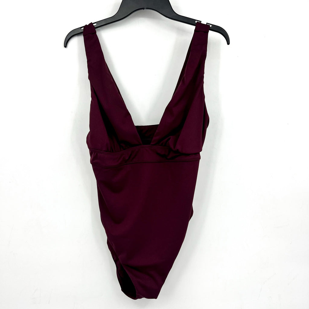 Lauren Ralph Lauren Sculpting V Neck One Piece Swimsuit 14 Claret Red NWT