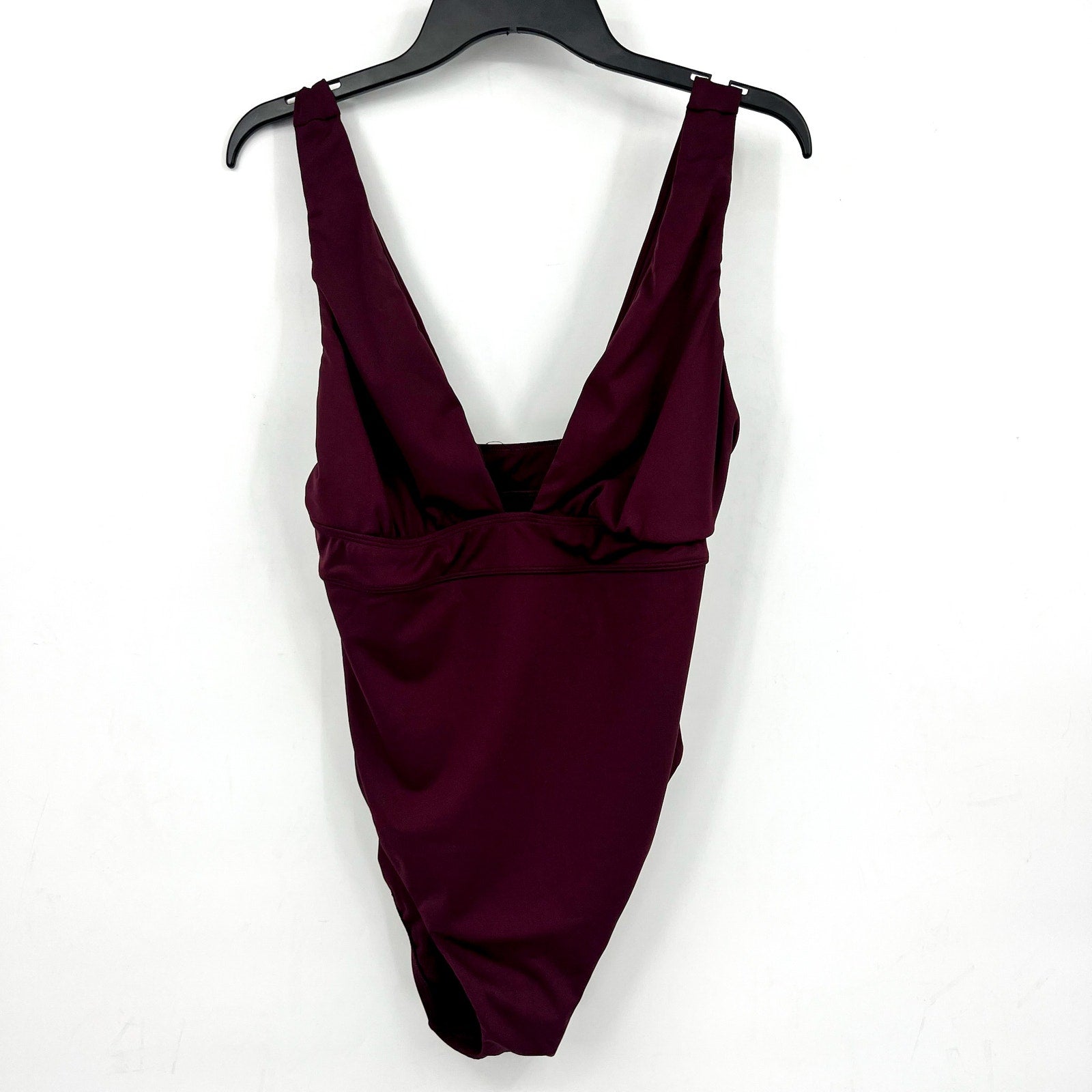 Lauren Ralph Lauren Sculpting V Neck One Piece Swimsuit 14 Claret Red NWT