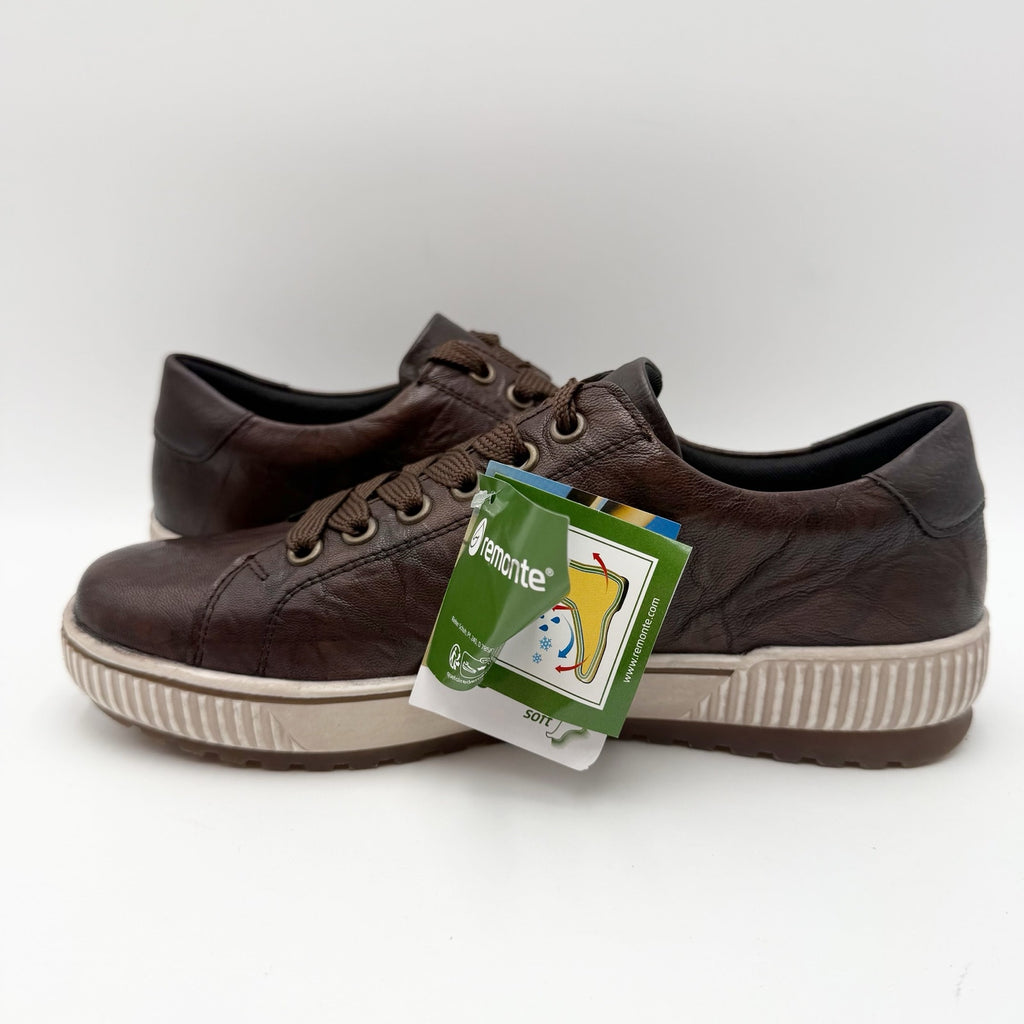 Rieker Womens Maditta 00 Casual Low Sneakers Size 6 EU 37 Brown Leather NIB