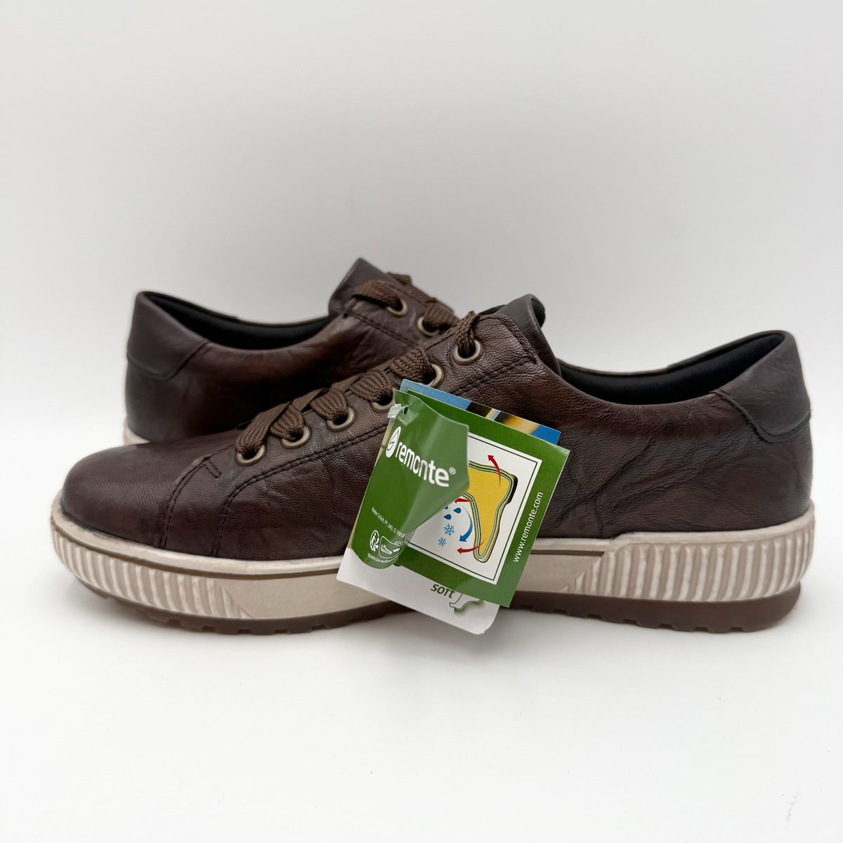 Rieker Womens Maditta 00 Casual Low Sneakers Size 6 EU 37 Brown Leather NIB