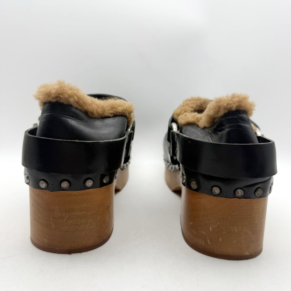 RE/DONE Womens 70s Slingback Clogs EU 40 US 10 Black Leather Studded NWOB