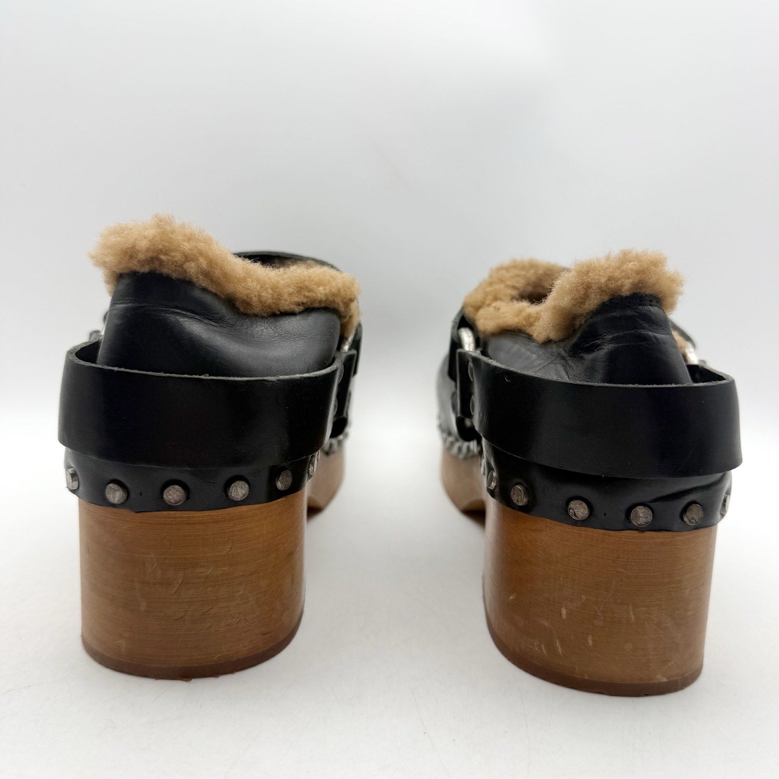 RE/DONE Womens 70s Slingback Clogs EU 40 US 10 Black Leather Studded NWOB