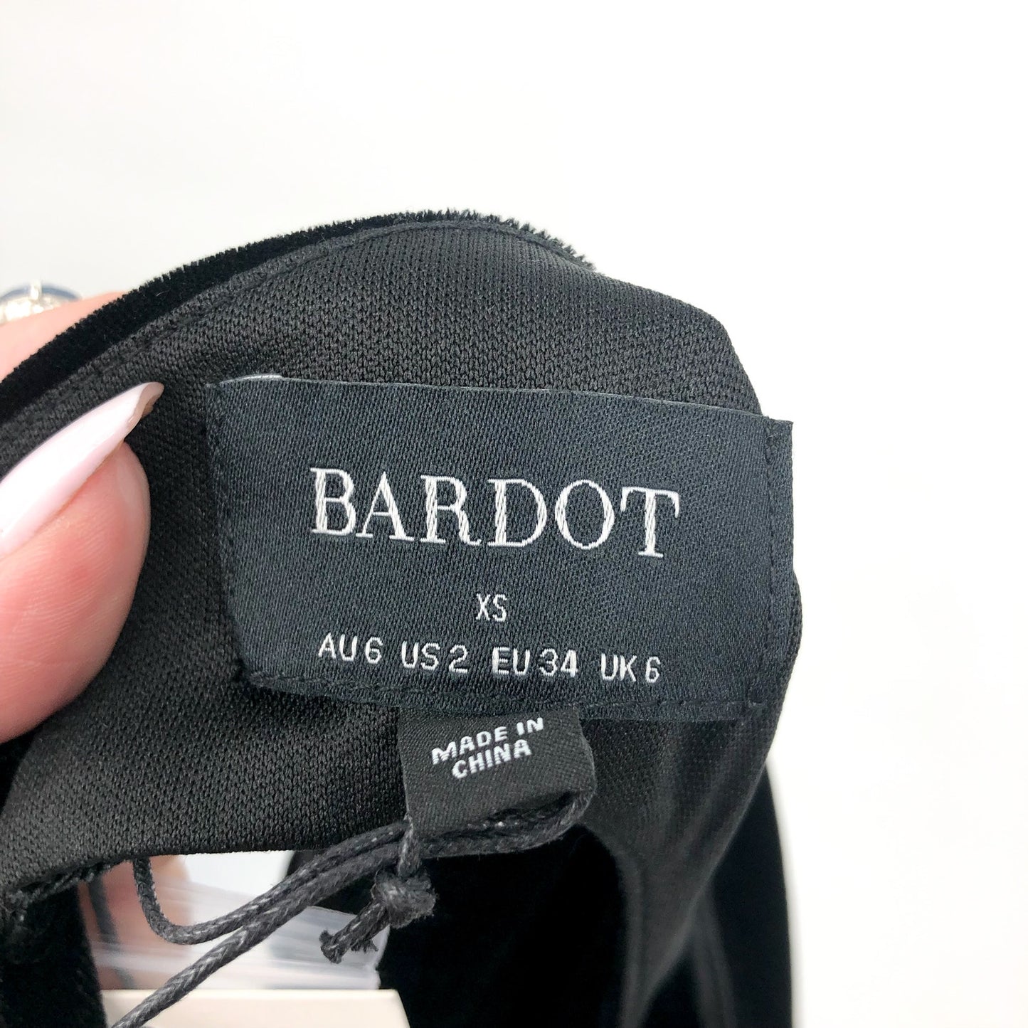 BARDOT Women's Kasra Velour Mini Dress XS US 2 Black Bell Sleeves Cut Out NWT