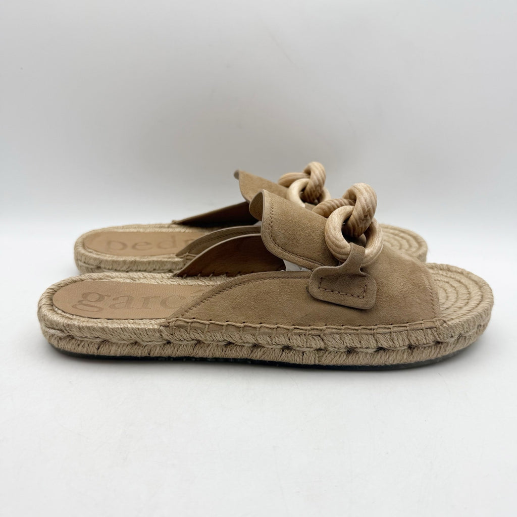 Pedro Garcia Womens Journey Slide Sandals EU 39.5 US 9.5 Tan Beige Leather NWOB