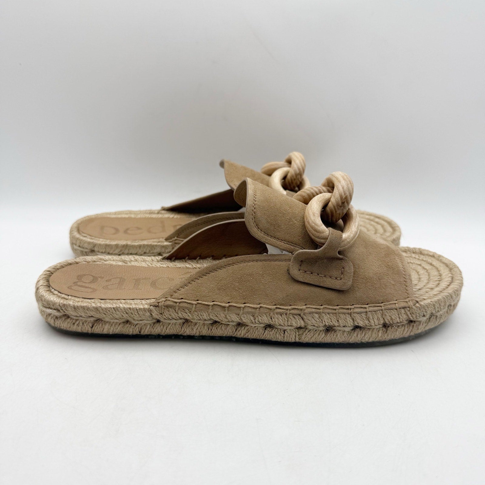 Pedro Garcia Womens Journey Slide Sandals EU 39.5 US 9.5 Tan Beige Leather NWOB