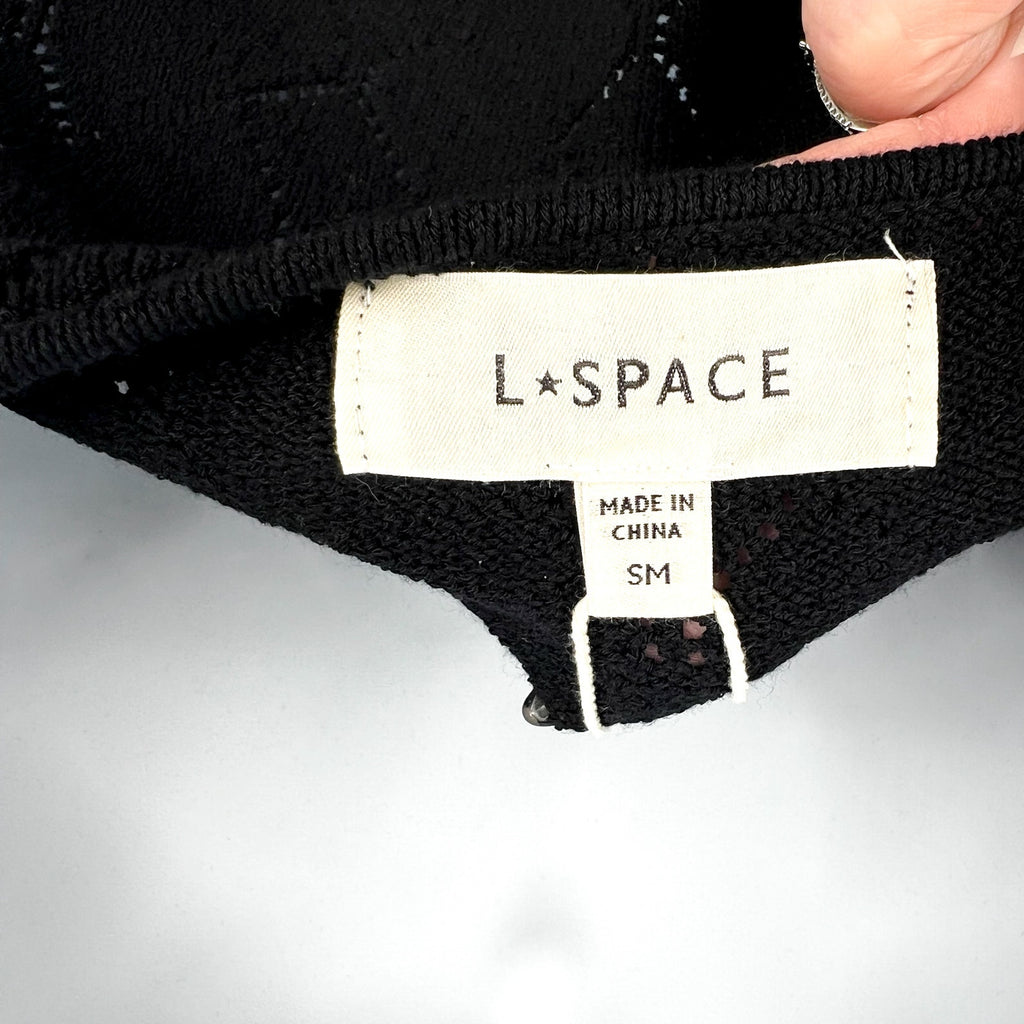 L*SPACE Women's Saffron Cover-Up Dress Small Medium Black Knit Cut Out NWT