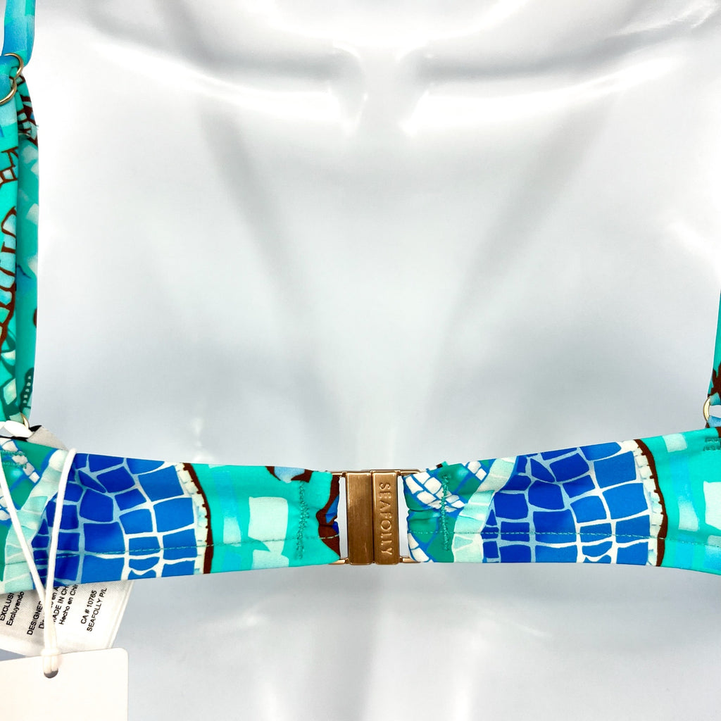 SEAFOLLY Women's La Mer Bralette Bikini Top Size 8 Aquatic Blue Swim NWT