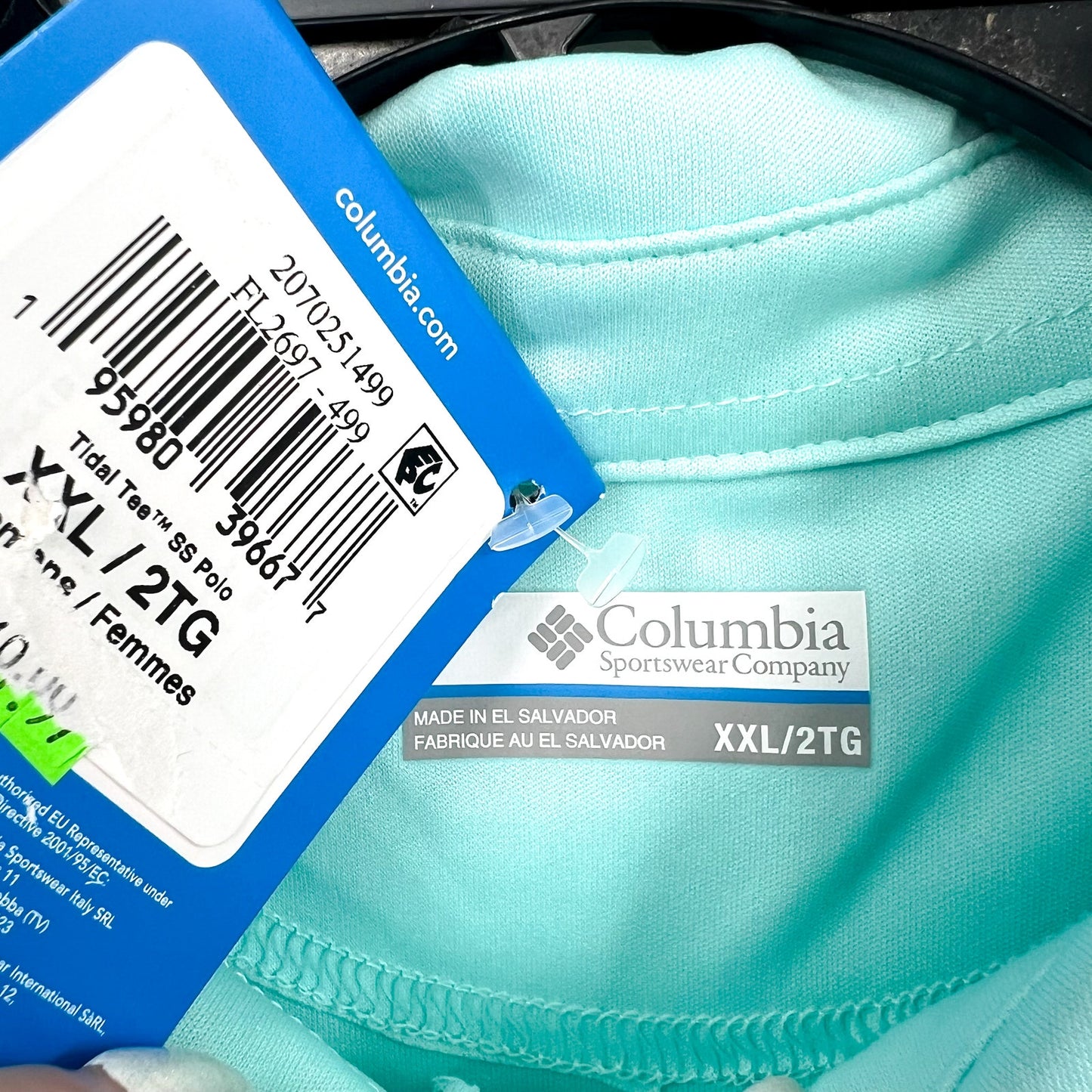 COLUMBIA Women's PFG Tidal Tee Polo Shirt XXL Blue Gulf Stream Short Sleeve NWT