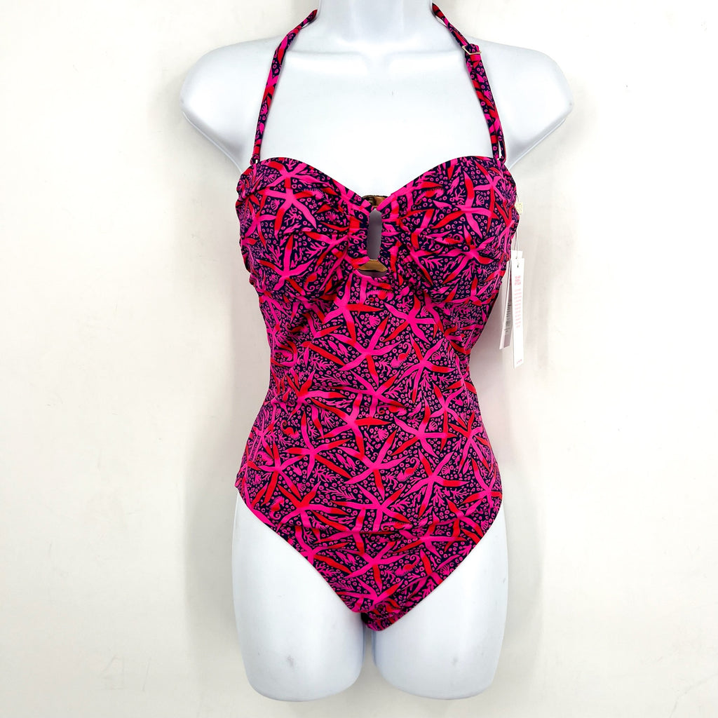 LILLY PULITZER Anneli One Piece Swimsuit Size 0 Pink Star Searching NWT