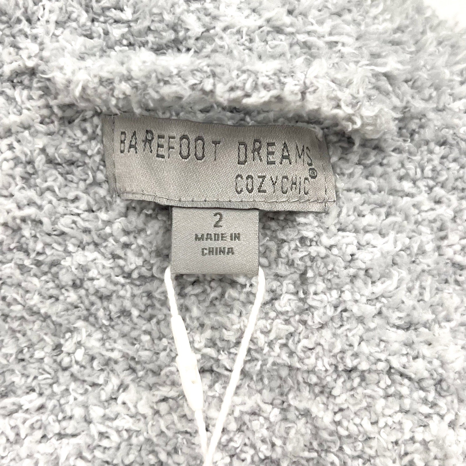 BAREFOOT DREAMS CozyChic Heathered Robe SIZE 2 LARGE- XL HE Ocean-White NWT