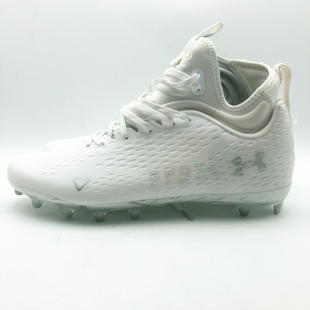 Under Armour Mens Spotlight Lux MC 2.0 Football Cleats Size 8 White Silver NWOB