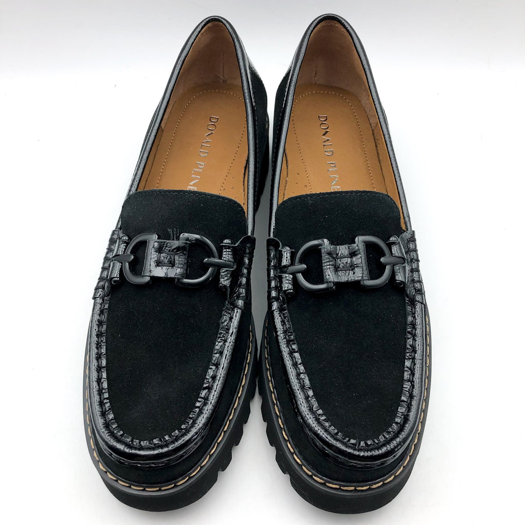 DONALD PLINER Women's Helio Loafers Size 7.5 Black Calf Suede NIB