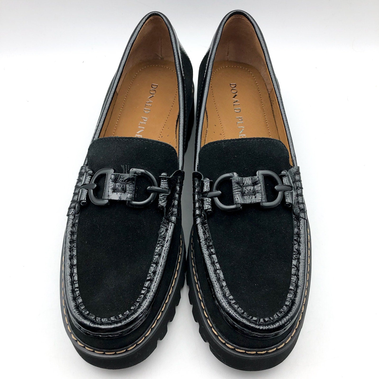 DONALD PLINER Women's Helio Loafers Size 7.5 Black Calf Suede NIB