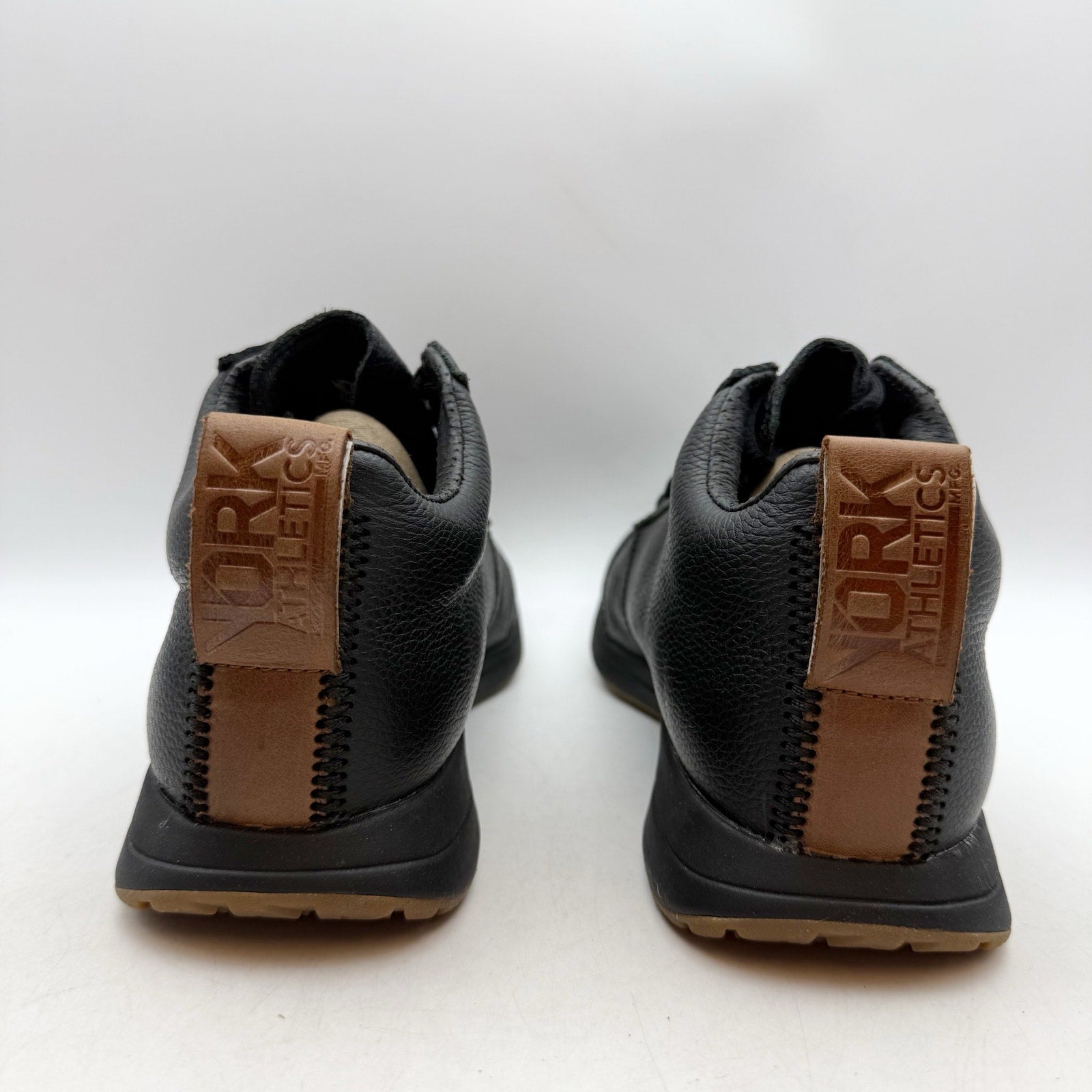 YORK Athletics Womens The Henry Mid Trainer Sneakers US 8 Black Leather NIB