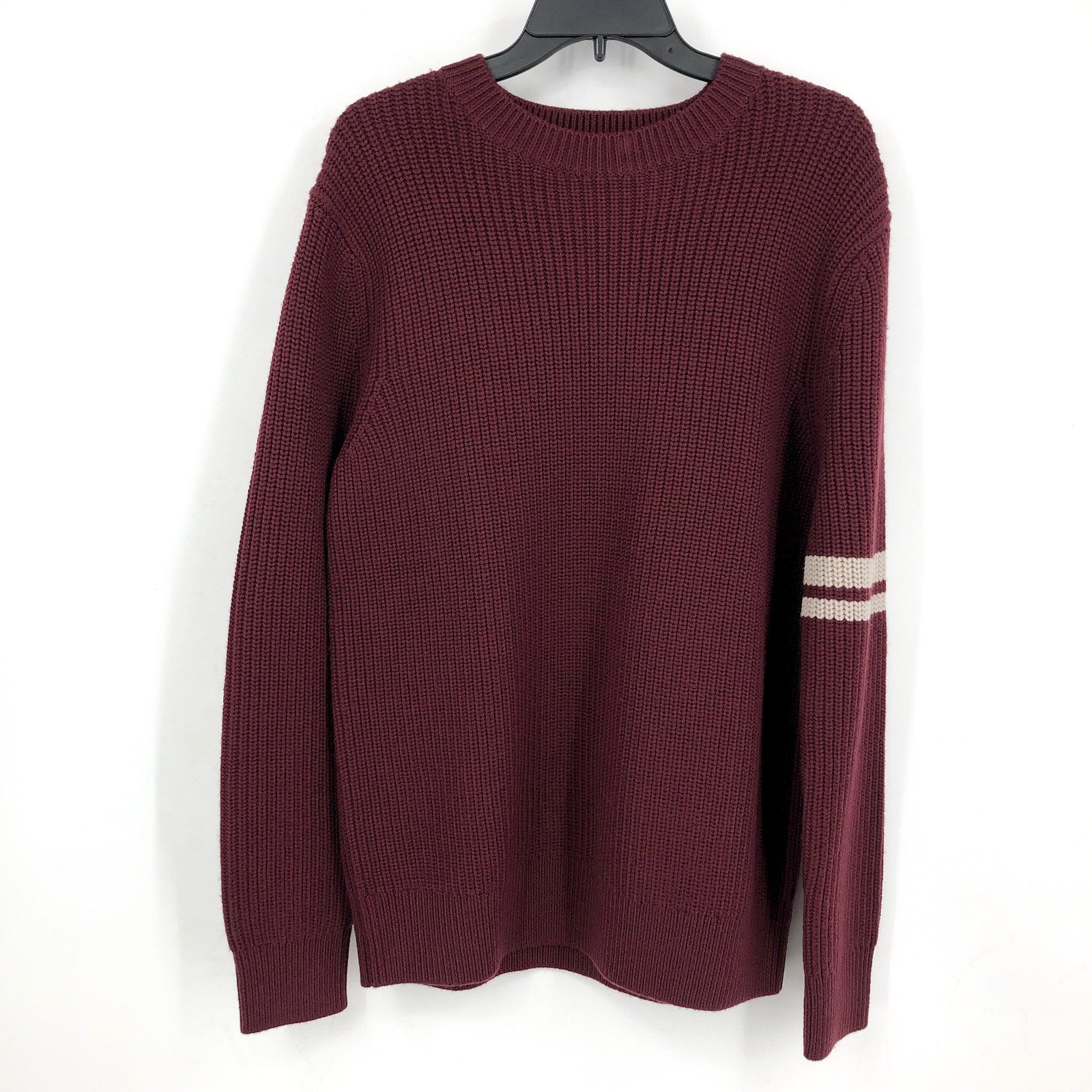 LABEL Mens Go-To Sweater Medium Burgundy Red Putty Knit Crewneck Long Sleeve NWT