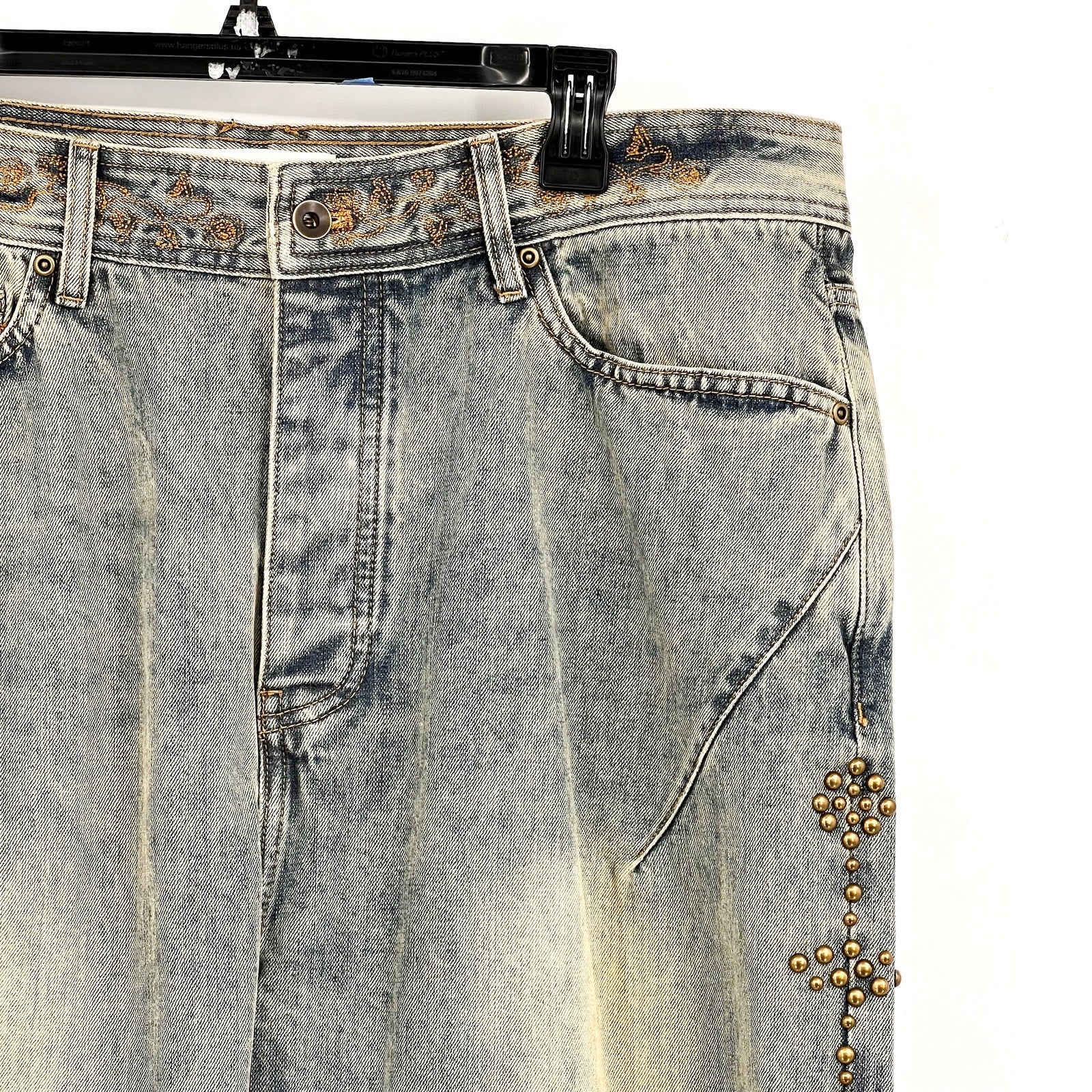 ADIDEM ASTERISKS Rivet Chainstitch Selvedge Denim Jeans XL 36x31 Rust Wash NWOT