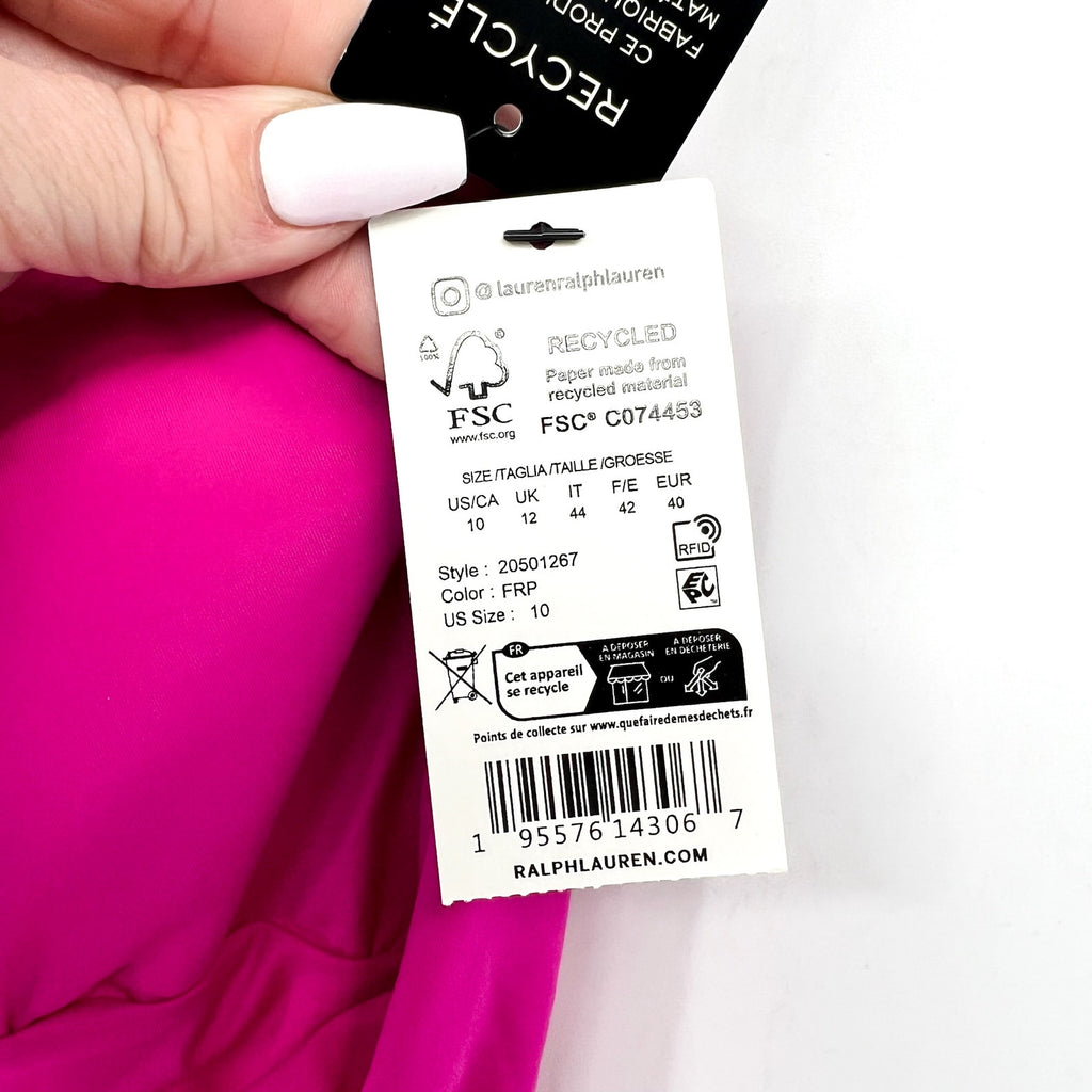 LAUREN RALPH LAUREN O-Ring One-Piece Swimsuit Size 10 Freesia Pink High-Neck NWT
