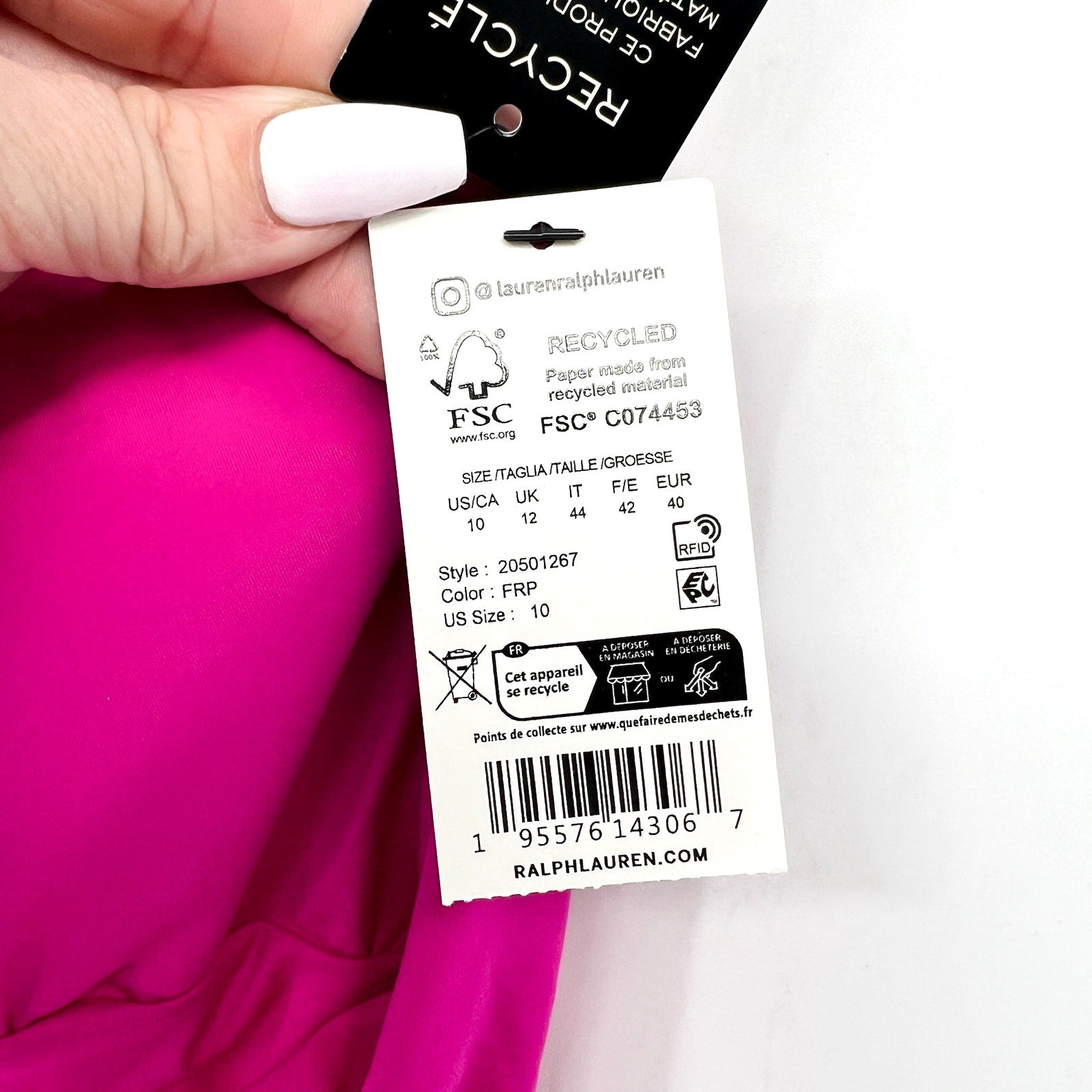 LAUREN RALPH LAUREN O-Ring One-Piece Swimsuit Size 10 Freesia Pink High-Neck NWT