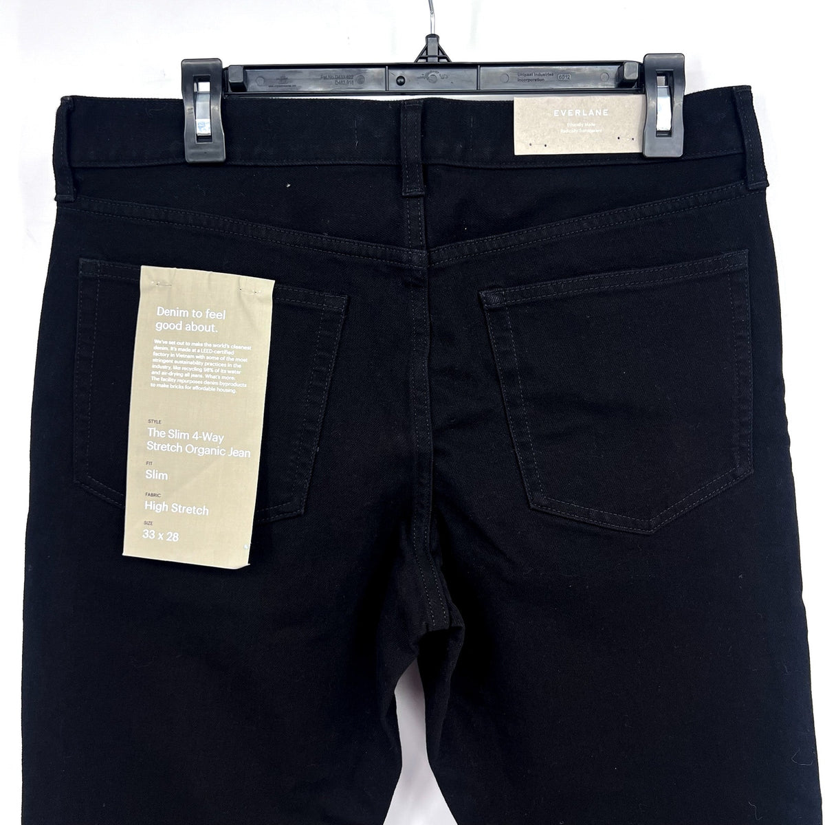 EVERLANE Men's Slim 4-Way Stretch Jeans 33x28 Black Uniform Organic Cotton NWT