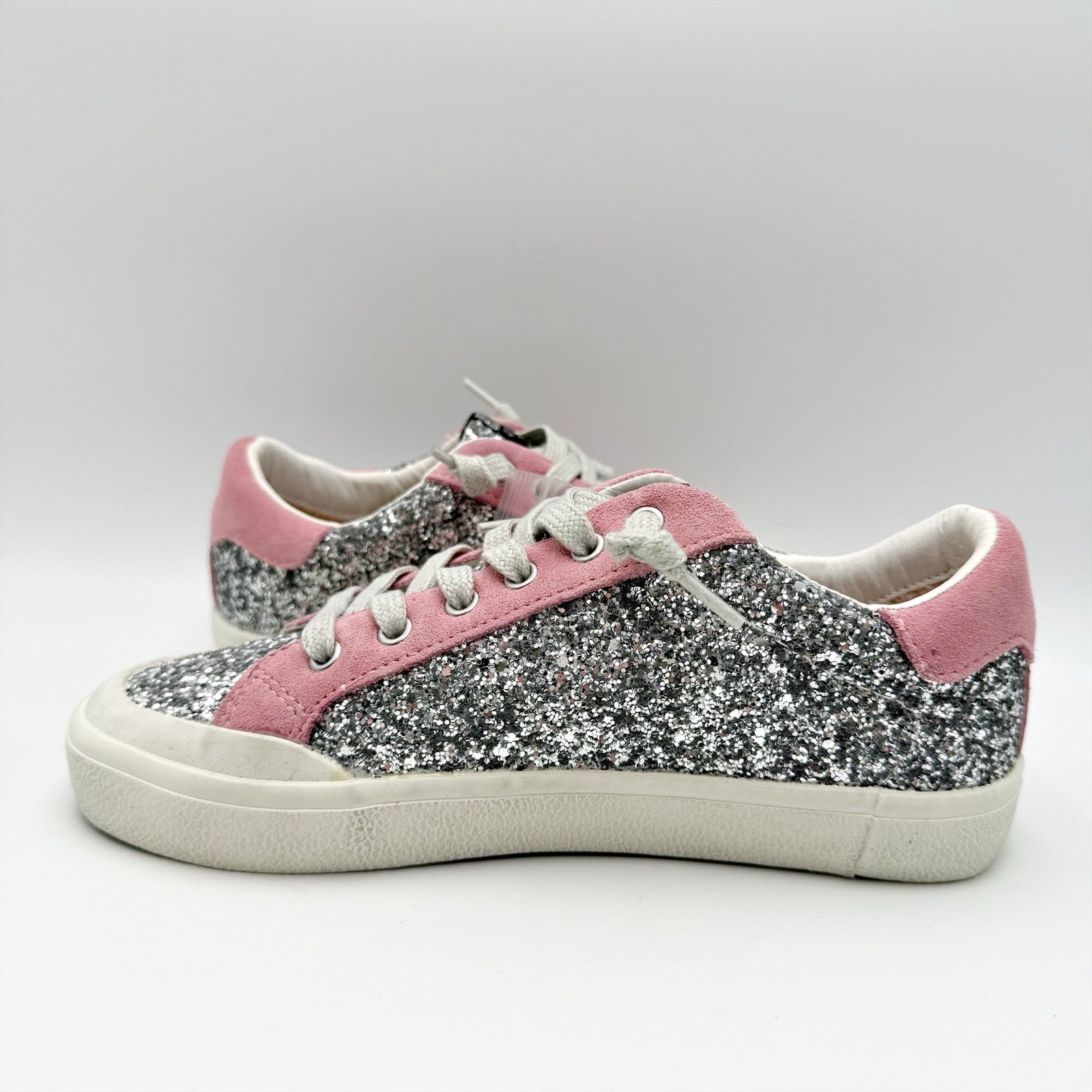 Vintage Havana Womens Ilana Sneakers US 5.5 M Pink Silver Glitter Suede NWOB