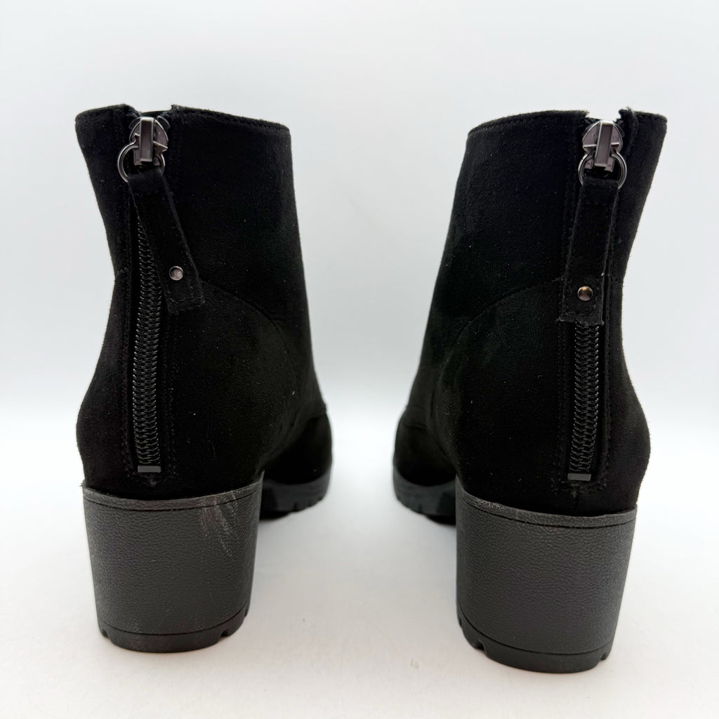 Dr. Scholl's Womens Laurence Heel Booties US 8 M Black Microsuede NIB