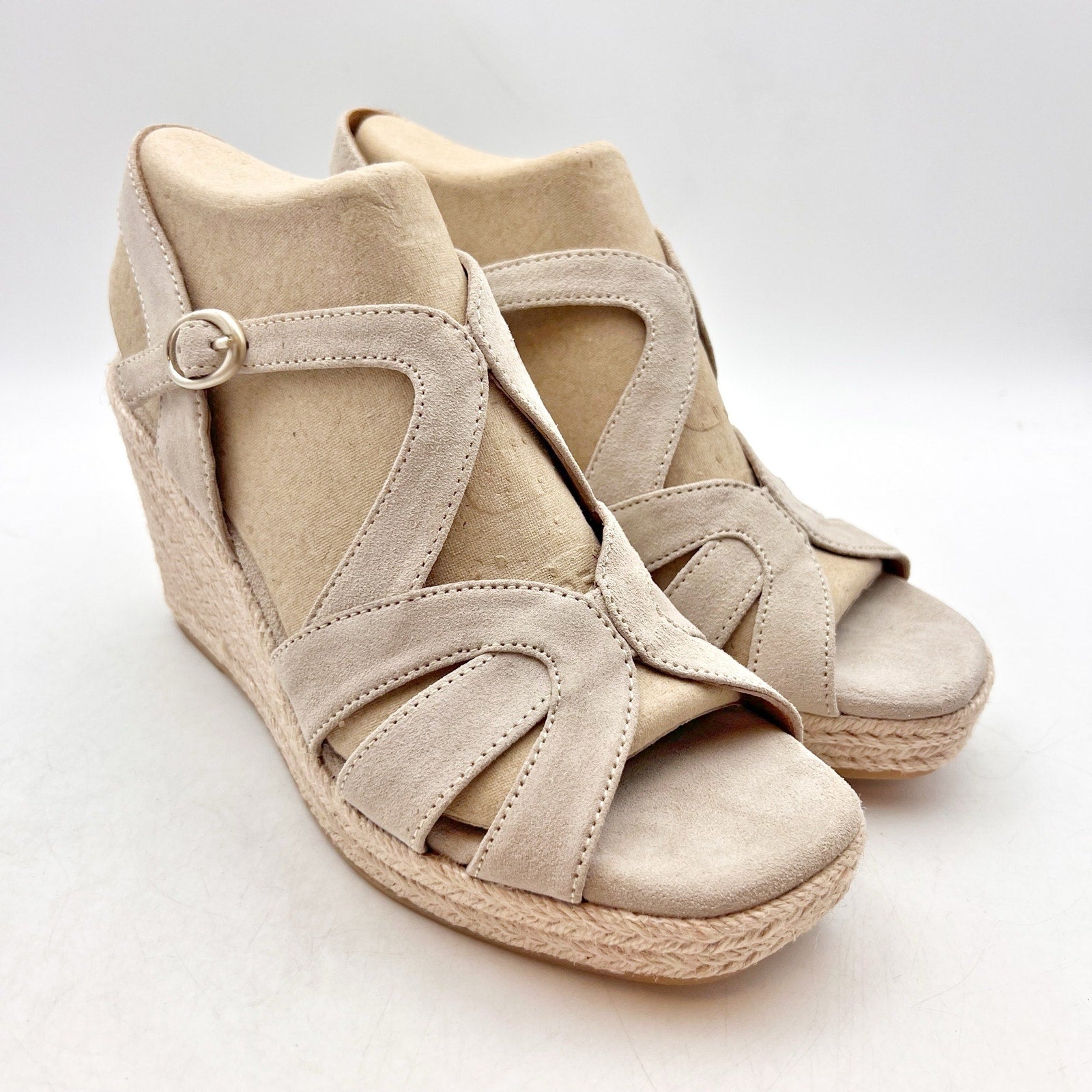 Sofft Womens Norma Espadrille Wedge Sandals Size 6.5 Tan Baywater Suede NIB