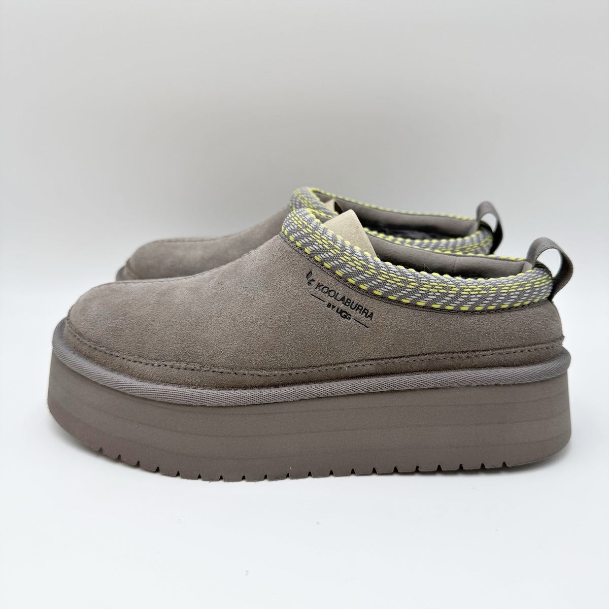Koolaburra UGG Womens Burree Platform Slippers Size 6 Grey Cloud Suede NWOB