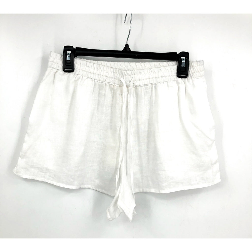 L*SPACE Women's Rio Linen Cover Up Shorts Medium White Drawcord NWT